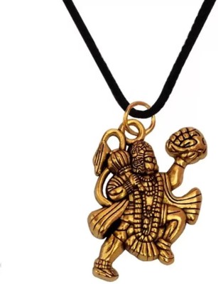 Malas Collection Pawan Putra Hanuman Bajrangbali Locket With Black Thread Pendant Gold-plated Alloy, Brass