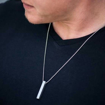 Whitechimes Stunning Trendy Combo of Silver and Black Ball Bar Pendant for Boys and Men Silver Stainless Steel Pendant