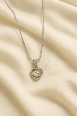 DIVINOOR Latest Style Korean stone Pendant Necklace Silver Cubic Zirconia Stone Pendant