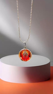 Malas Collection Malas Collection Khatu Shyam Baba 2 side Glass Hare Ka Sahara Glass Pendant Silver Crystal