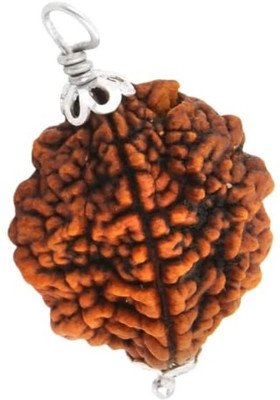 Kuttumb Gems & Jewels 2 Mukhi Rudraksha Two Face Rudraksha With Metal Capped From Nepali Wood Pendant