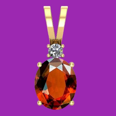 Sidharth Gems 11.25 Ratti 10.55 Crt Natural Cylone Gomed Stone Hessonite Stone Astrological Gold-plated Garnet Brass Pendant