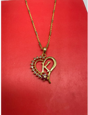 Pitaamaa Alphabet Heart Pendant Jewellery Set for women Pendant(Real Images)42 Gold-plated Diamond Brass Pendant