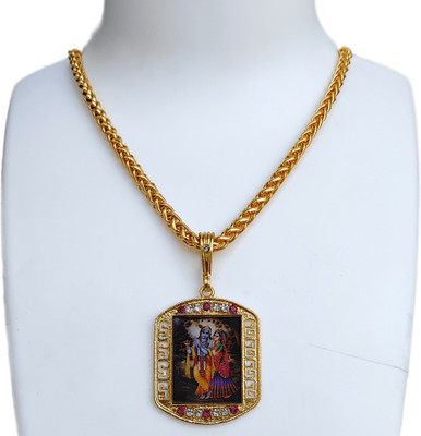 D D FASHION New Radha Krishna pandent with New rope Chain For Mens and Boys Gold-plated Alloy Pendant Set