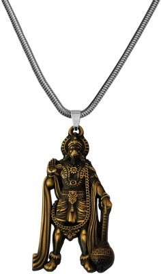 M Men Style Lord Hanuman Pawanputra Bajirang Bali Pendant Necklace Rhodium Zinc, Metal Pendant