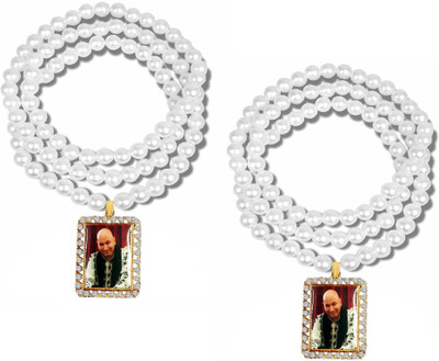 Uniqon (2 Pc) Small Mix Swaroop/Photo Jai Guru Ji Swaroop Pendant Locket Bead/Moti Mala Gold-plated Stainless Steel Pendant Set