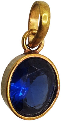 Hindustan Jewellery Blue Sapphire / Neelam Stone Pendant Fashionable and Astrological Purpose Gold-plated Brass Locket