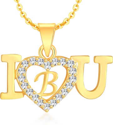 MK Jewels Beautiful Heart Design Pendant for Women Gold-plated Diamond Alloy Pendant