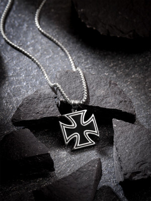 Qiroko Urban Tag Collection | Stainless Steel Cross Pendant Chain Necklace For Men Stainless Steel Pendant Set