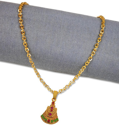 De-Ultimate JAR0485-1 Golden Nug Baba Khatu Shyam/Barbarika Ji Necklace Pendant Locket Chain Gold-plated Stainless Steel Pendant Set
