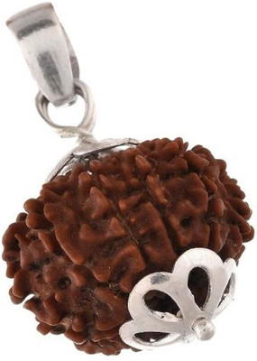 HAPPY CREATION Purest 7 Mukhi Rudraksha with Pendant from Nepali Original Certified by Lab Silver Brass Pendant Set