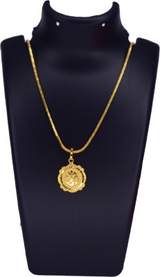 Ansh Enterpris Small Om Religious Gold Plated Pendant With Chain Man For Women Gold-plated Crystal Alloy Pendant