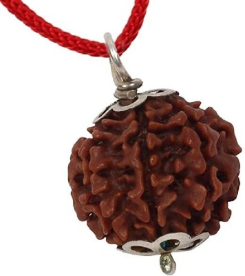 Beautum Original 6 Mukhi Rudraksha Six Face Rudraksha Metal Cap Bead Wood Pendant