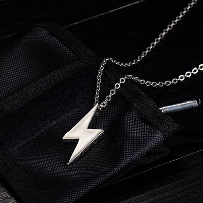 Syfer Lightning Flash Pendant for Men and Boys, Men's Retro Pendant Necklace Sterling Silver Stainless Steel Pendant