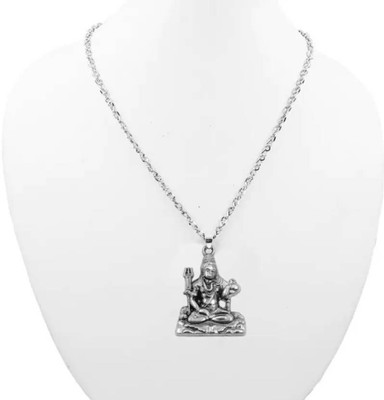 zebisco silver plated shiv ji mahadev bholenath ji locket Silver Stainless Steel, Steel Locket Set
