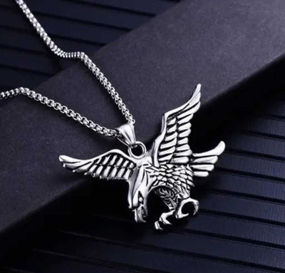 SSUNIQ Bold Eagle Cheel Pendant Necklace for Men and Women with Stainless Steel Chain Enamel Stainless Steel, Alloy Locket