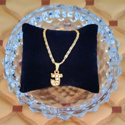 Shiv Jagdamba English Alphabet Initial Charms Letter J Pendant Necklace Chain Brass Brass Pendant