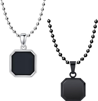 Lyzoo Black Cubic Bar Pendant Necklace For Mens Alloy Pendant