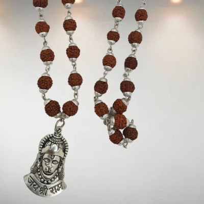 BHAKTI Kripalu Store Silver Beads Brass, Wood Pendant Set