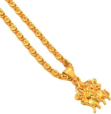 Jewar Mandi JewarHaat Maa Durga Gold Plated Pendant with Link Chain Gold-plated Brass Locket