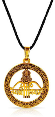 house of common Round Jai Shri Khatu Shyam Ji Face Teen Baan Dhanush Locket Pendant Cotton Dori Gold-plated Stainless Steel Pendant Set