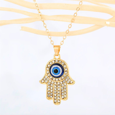 Style Wind Hamsa Hand With Evil Eye Gold-plated Zircon Alloy Pendant