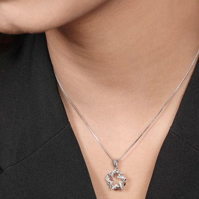 ZAVYA Rhodium Cubic Zirconia Sterling Silver Pendant Set