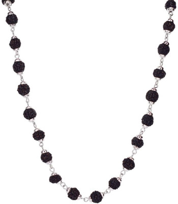 Haven gemsstone Most Demanded Shiv Symbol Dotted Locket Pendant With 5 Mukhi Rudraksha Mala Silver Beads Brass, Alloy Pendant Set