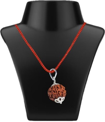 Fine Creation 6 Mukhi /6 Face Rudraksha Pendant with Lab Certificate for Men and Wome Silver Wood Pendant