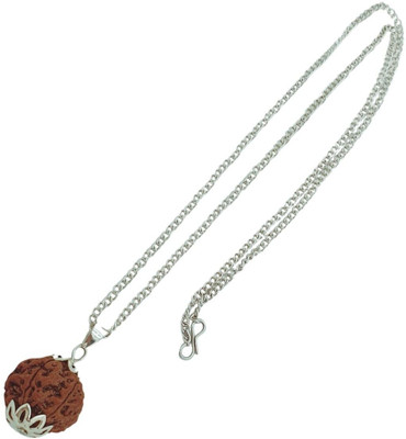 Bharat Collection 6 Mukhi Nepali Rudraksha six Face Rudraksh With Original Quality Silver Beads Brass, Wood Locket