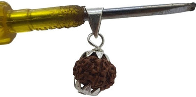 Kuttumb Gems & Jewels 7 Mukhi Rudraksha Original Natural Nepali A1 Beads Seven Face Rudraksha Silver Wood Locket Set