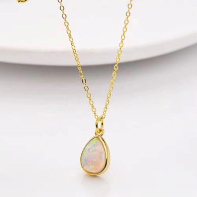 Mailars 925 Silver Opal Pendant Necklace Gold-plated Sterling Silver Pendant