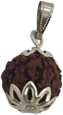 Fine Creation Original 7 Mukhi Rudraksh Seven Face Natural From Nepali Silver Wood Pendant