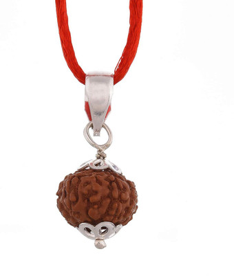 Beautum 10 Mukhi Rudraksha Certified Indonesian | Rudraksha Pendant with Silver Cap(3) Wood Pendant