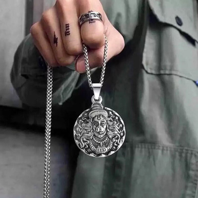 Malas Collection Hanuman Pendant With Silver Chain Rhodium Alloy Locket Set Sterling Silver Stainless Steel Pendant Set