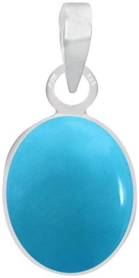 PTM Turquoise/Firoza 7.25 Ratti or 6.5 Ct Gemstone for Men & Women bis Hallmark 925 Stone Pendant