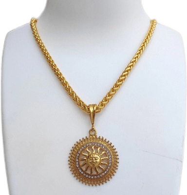 Jemeefly Suryadev Sun pandent with New rope Chain For Mens and Boys. Gold-plated Alloy Pendant Set