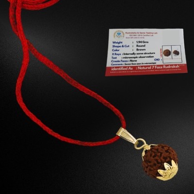 Madhur Creation 7 Mukhi Rudraksha Original Natural Nepali A1 Beads Seven Face Rudraksha Gold-plated Wood Locket Set