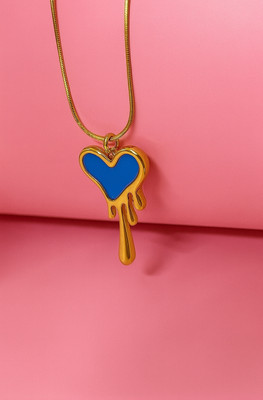 Arika Royal Blue Heart Shape unique Pandent. Arika Luxe Gold-plated Emerald Stainless Steel Pendant Set