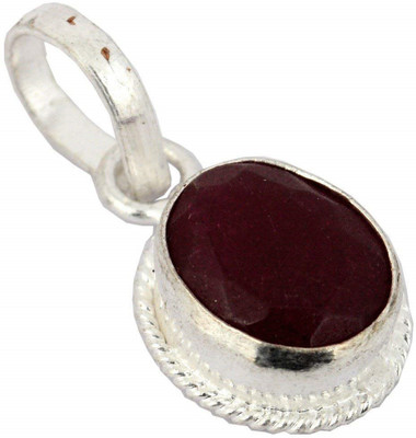 barmunda gems 7.25 Ratti Created Ruby Panchdhatu Silver Pendant Locket for Men and Women Ruby Metal