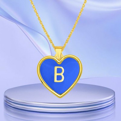 Kanak Jewels Gold Heart Pendant Necklace Purple Enamel with 'B' Initial And Unique Style Gold-plated Brass Pendant