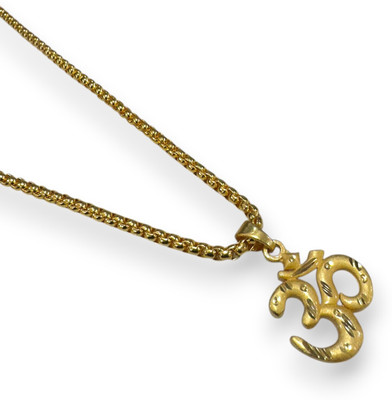 Charms Om Pendant With Gold Chain Daily Use Jewelry for Men & Women Gold-plated Alloy Locket Set