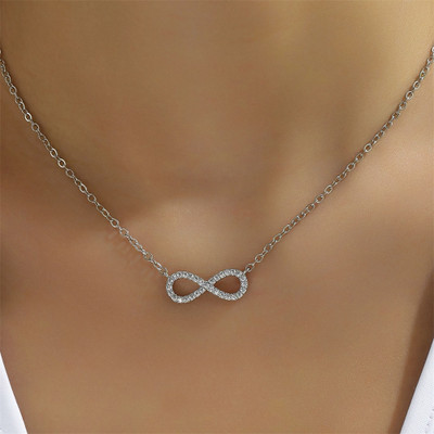 Divastri Infinity infinite love pendant for women Girls anti tarnish necklace Neck chain Platinum, Silver Cubic Zirconia, Crystal, Diamond Alloy, Metal, Brass, Stainless Steel, Crystal, Stone Pendant