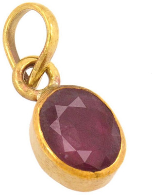 Gemzonite Ruby Pendant with Natural Manik Stone Astrological & Lab Certified Gold-plated Ruby Brass Pendant