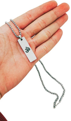 Guruji Imitation Company Shiva Om Trishul Damru Pendant Chain Pack of 1- Silver Silver Brass, Wood Locket