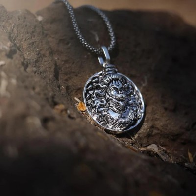 ringzinnie Hanuman Pendant With Silver Chain Silver Stainless Steel Locket Set