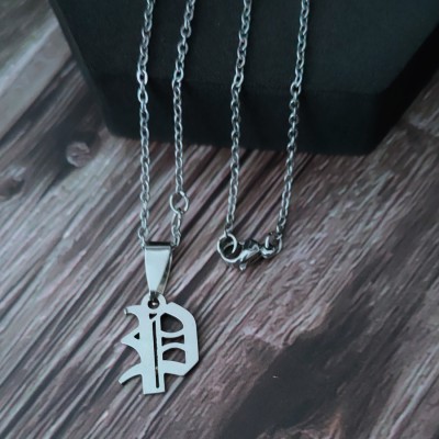 M Men Style Personalised Old English Initial P Alphabet Letter 
Gothic Necklace Titanium Stainless Steel Pendant