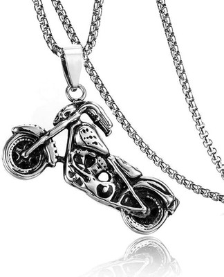 Agarwalproduct Biker Style Motorcycle Pendant for Men | Heavy Metal Chain Necklace Alloy Pendant Set