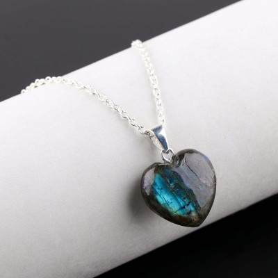 MARMORIS ECOM MARMORIS ECOM Labradorite Heart Pendant | Natural Healing Gemstone(Pack of 1) Labradorite Crystal Pendant