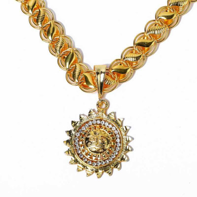 JIYANSHI ENTERPRISE Chakar Suryanarayan Round Diamond & Koyali Chain Gold-plated Diamond Alloy Pendant Set